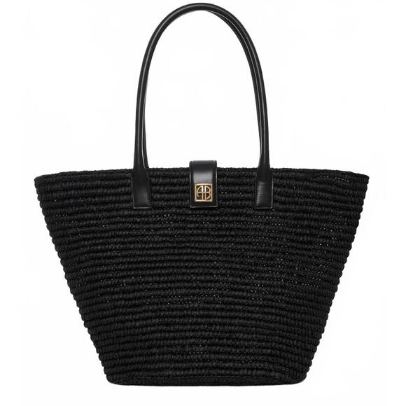 NEW ANINE BING women's lou monogram tote in black - Picture 3 of 4